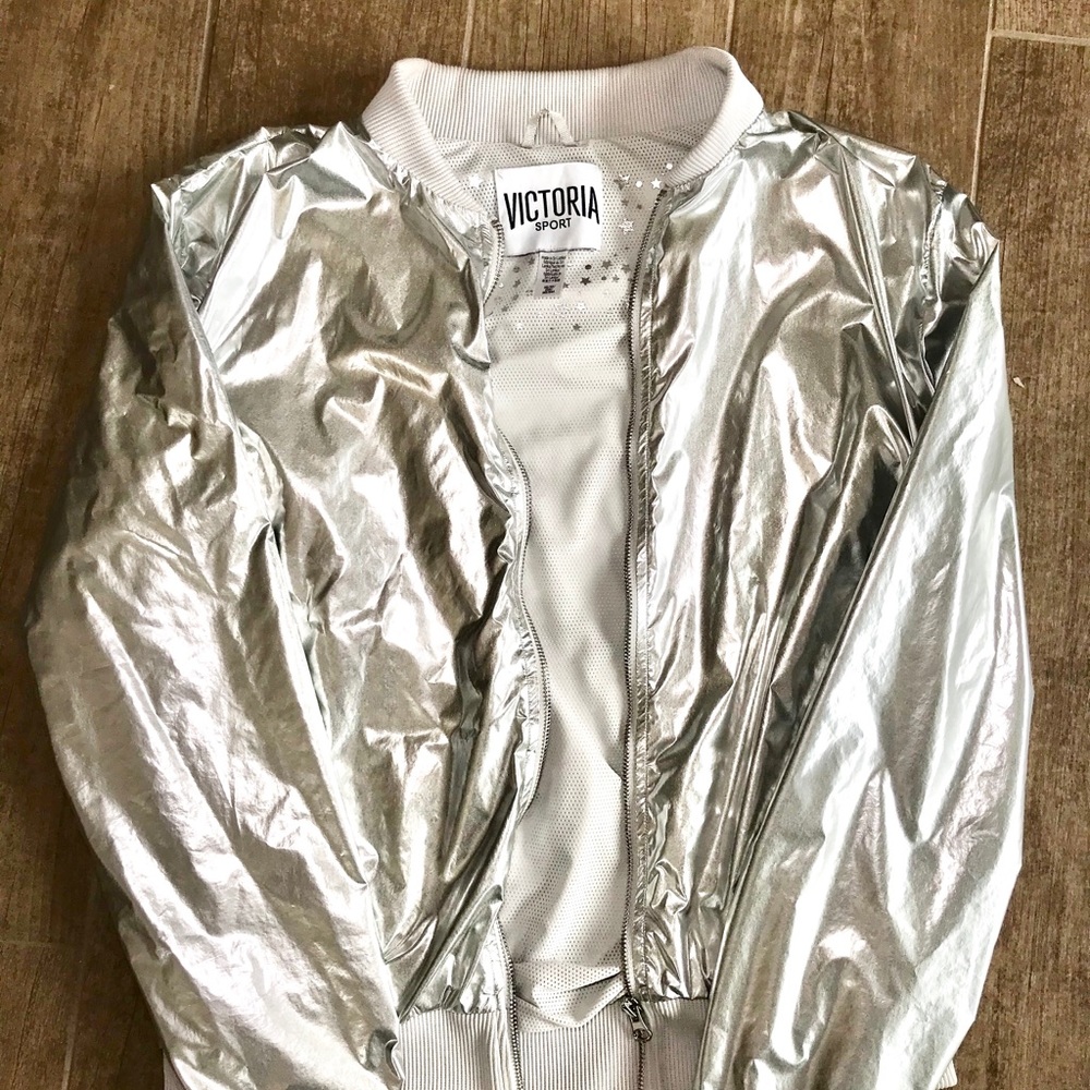 Silver Victoria’s Secret Sport Bomber Jacket